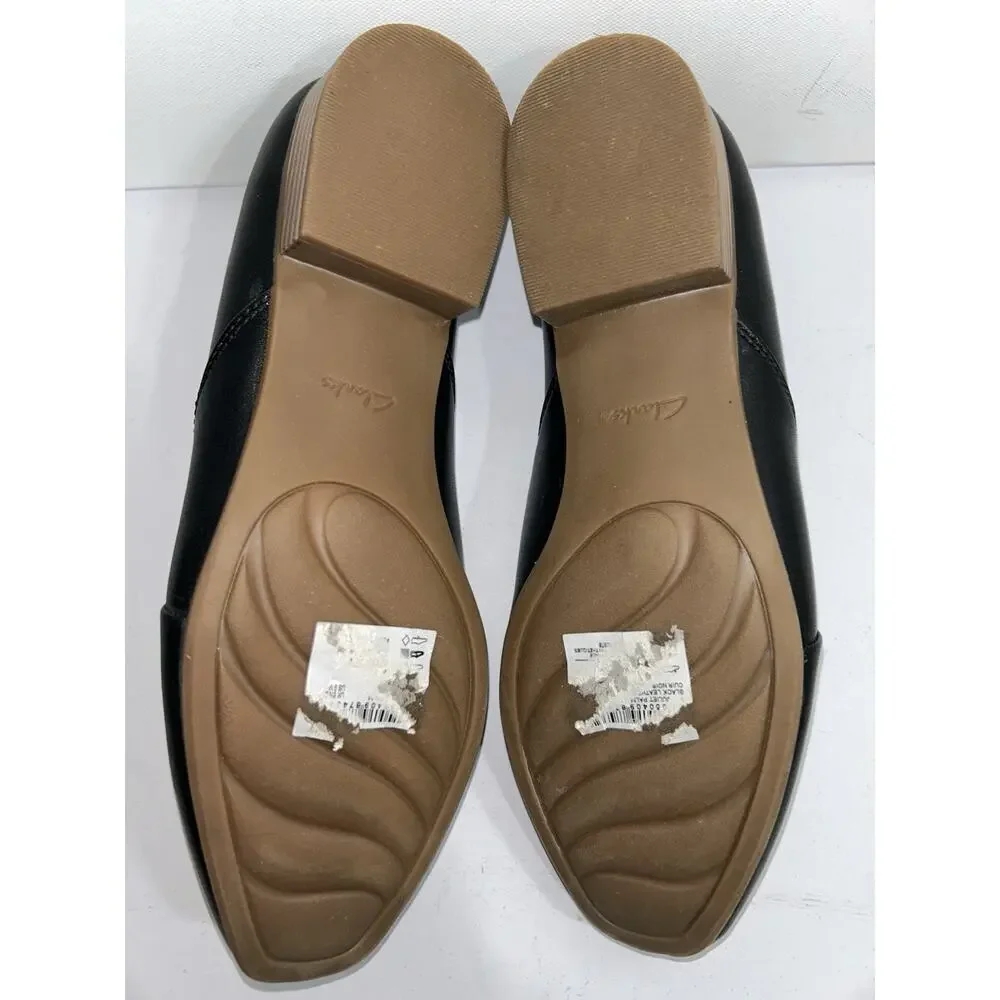 Clarks Juliet Palm Loafer Black Leather Slip On Shoes Women’s Size 9